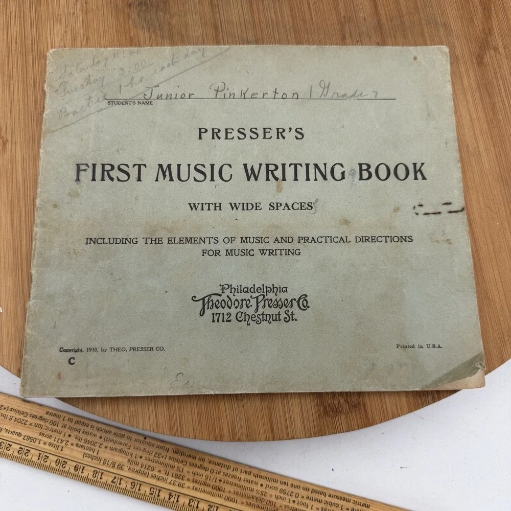 Presser's First Music Writing Book 1910 Elements Practical Directions